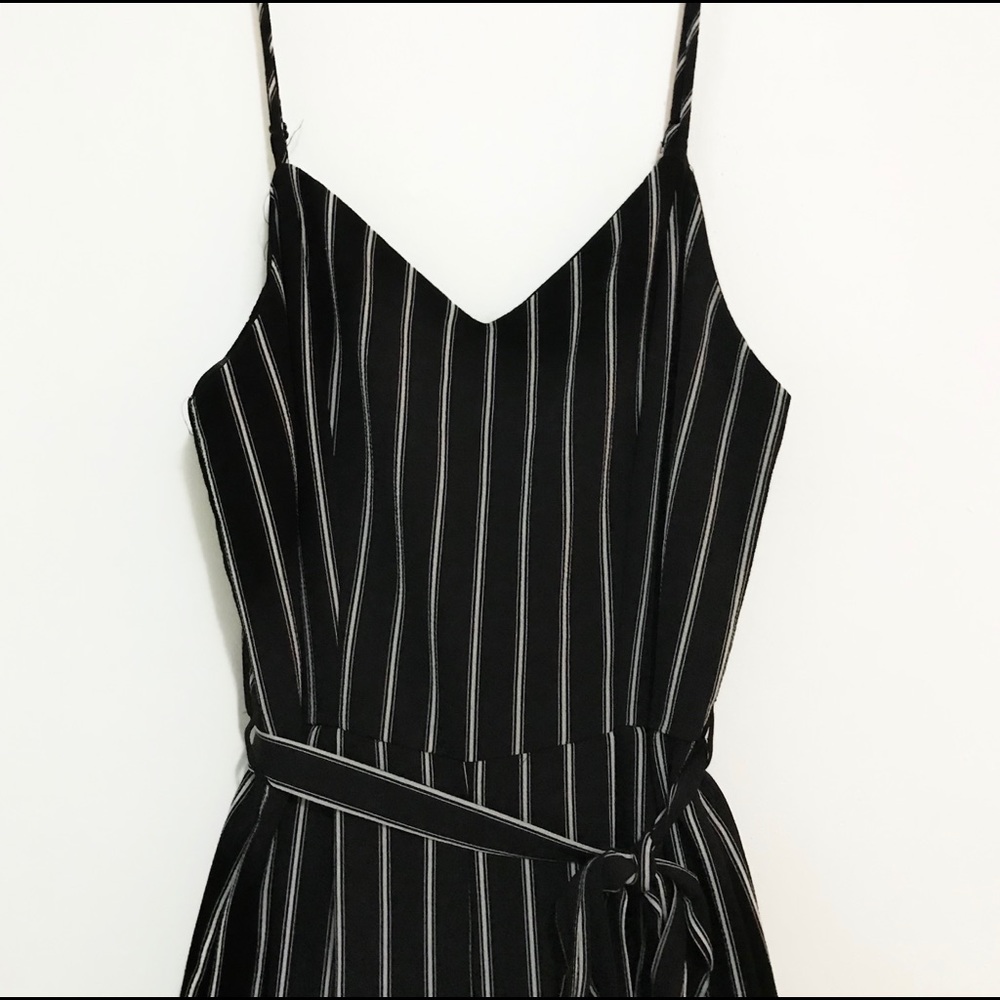 Diagonal striped wide leg jumpsuit